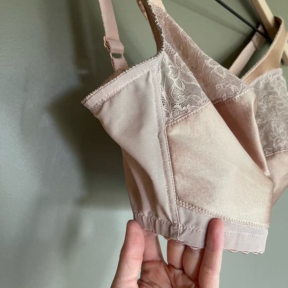 Glamorise Magic Lift Full Figure Wireless Support Bra Blush Sz 36J Nude Tan Lace - Picture 13 of 16